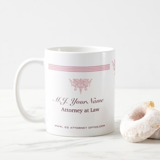 Luxusstreifen für Anwälte und rosa Justizemblem Kaffeetasse (Mit Donut)