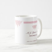 Luxusstreifen für Anwälte und rosa Justizemblem Kaffeetasse (VorderseiteRechts)