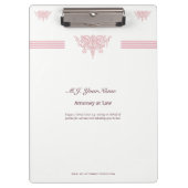 Luxusstreifen für Anwälte und rosa Justizemblem Klemmbrett (Vorderseite)