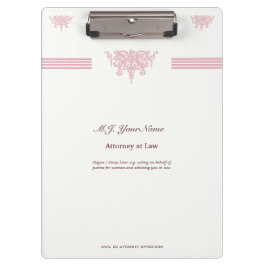 Luxusstreifen für Anwälte und rosa Justizemblem Klemmbrett