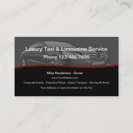 Luxustaxi Limousine Autoservice Visitenkarte (Vorderseite)
