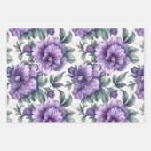 Luxustextur von Damaske viola blüten Geschenkpapier Set (Vorderseite)