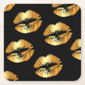 LuxusUntersetzer mit den goldenen Lippen auf Rechteckiger Pappuntersetzer (Vorderseite)