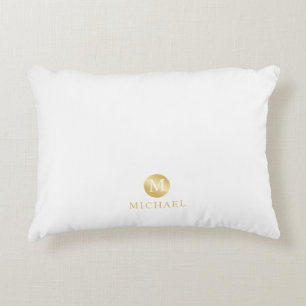 Luxusweiß und Gold personalisiertes Monogramm Dekokissen