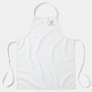 Luxusweiß und Silber Personalisiert Monogram Schürze