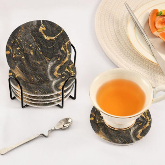 Luxusweißer & Goldener Marmor-Getränkeuntersetzer  Getränkeuntersetzer