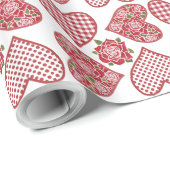 Luxuswrapping Paper: Herz und Rose Valentines Geschenkpapier (Rolleneckpunkt)