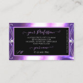 Luxuy Verziert Black Lila Sparkle Jewels Monogram Visitenkarte (Rückseite)