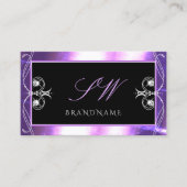 Luxuy Verziert Black Lila Sparkle Jewels Monogram Visitenkarte (Vorderseite)