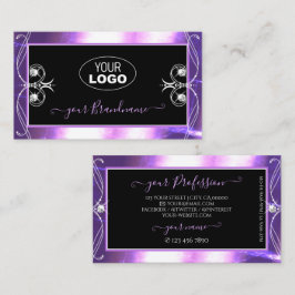 Luxuy Verziert Black Lila Sparkle Juwelen mit Logo Visitenkarte