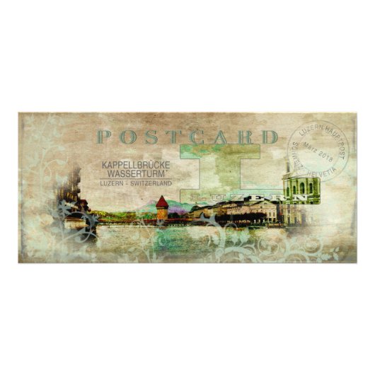 LUZERN ~ Kappellbrücke - Postkarte / Rackcard Werbekarte (Vorne)