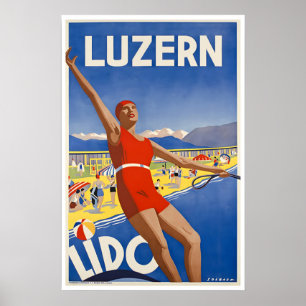 Luzern Kunst Schweiz Reiseplakat Stranddruck Poster