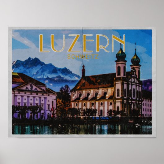 Luzern Luzern Swiss Distressed Vintage Travel Poster (Vorne)