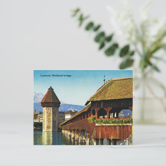 Luzern; mittelalterliche Brücke Postkarte (Stehend Vorderseite)