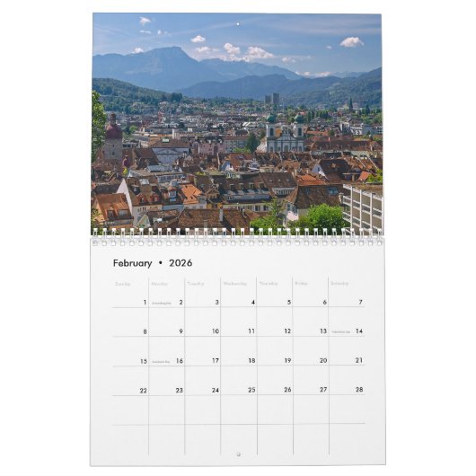 Luzern Schweiz 2026 Kalender (Feb 2026)
