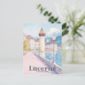 Luzern Schweiz Aquarellbahn Illustration Postkarte (Stehend Vorderseite)
