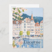 Luzern Schweiz Aquarellmalerei Postkarte (Vorne/Hinten)
