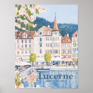 Luzern Schweiz Aquarellmalerei Reise Poster
