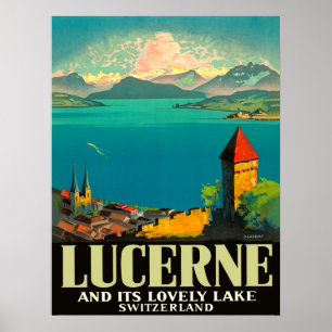 Luzern, Schweiz, Blick auf den See und die Berge Poster