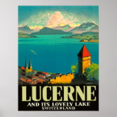Luzern, Schweiz, Blick auf See und Berge Poster (Vorne)