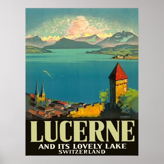 Luzern, Schweiz, Blick auf See und Berge Poster (Vorne)