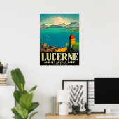 Luzern, Schweiz, Blick auf See und Berge Poster (Heimbüro)