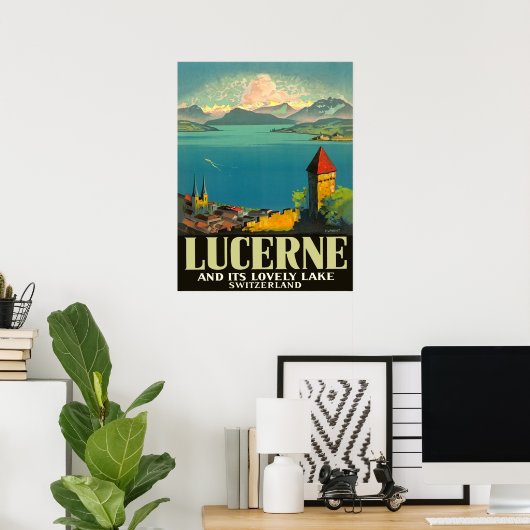 Luzern, Schweiz, Blick auf See und Berge Poster (Heimbüro)