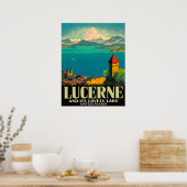 Luzern, Schweiz, Blick auf See und Berge Poster (Küche)