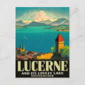 Luzern, Schweiz, Blick auf See und Berge Postkarte (Vorderseite)