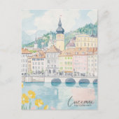 Luzern Schweiz Gouache Illustration Travel Postkarte (Vorderseite)