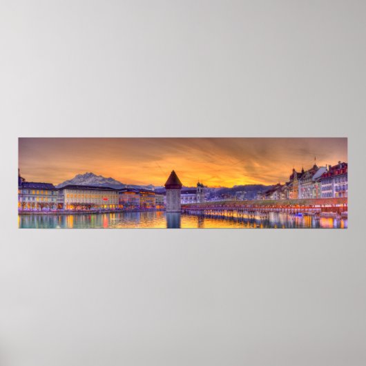 Luzern Schweiz HDR. Panoramafoto Poster (Vorne)