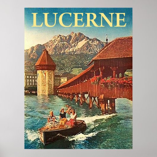 Luzern, Schweiz, Mädels auf dem Schiff, Vintag Poster (Vorne)