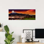 Luzern Schweiz & Mond über Pilatus Poster (Heimbüro)