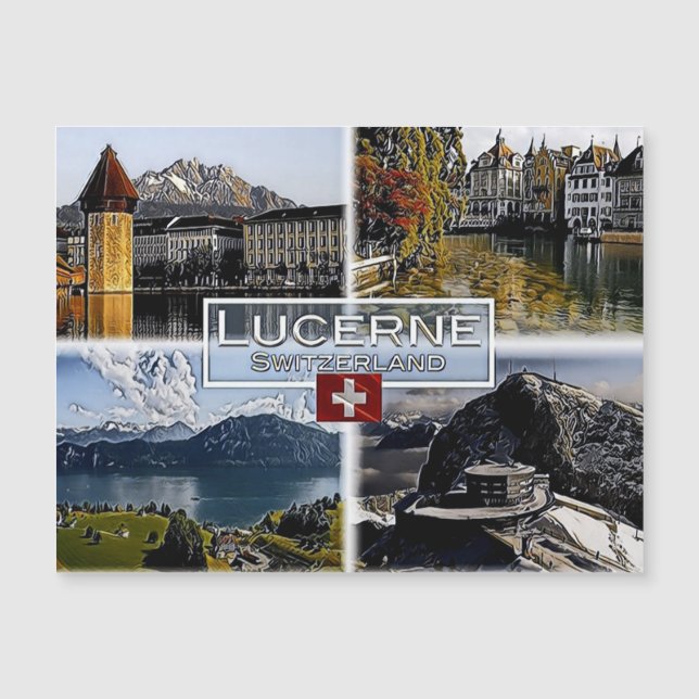 Luzern - Schweiz - Mosaik - Magnetkarte (Vorderseite)