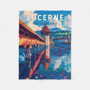 Luzern Schweiz Reise Kunst Vintage Fleecedecke