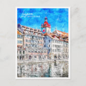 Luzern Schweiz Reisen Place Wasserfarbe Postkarte (Vorderseite)