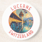 Luzern Schweiz Retro Distressed Circle Getränkeuntersetzer (Vorne)