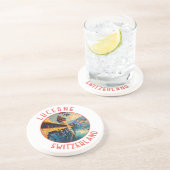 Luzern Schweiz Retro Distressed Circle Getränkeuntersetzer (Seite)