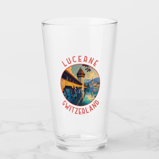 Luzern Schweiz Retro Distressed Circle Glas (Vorderseite)