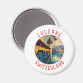 Luzern Schweiz Retro Distressed Circle Magnet (Vorderseite/Rückseite)