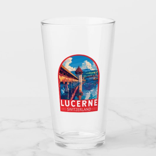 Luzern Schweiz Tourismus Vintag Glas (Vorderseite)