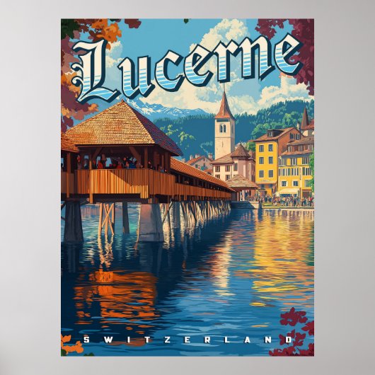 Luzern Schweiz Vintage Travel Poster (Vorne)