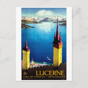 Luzern, Stadttürme, Landschaft, Blick auf den See Postkarte