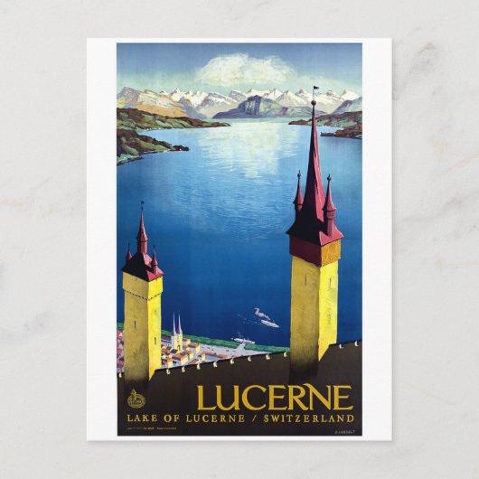 Luzern, Stadttürme, Landschaft, Seeblick Postkarte (Vorderseite)