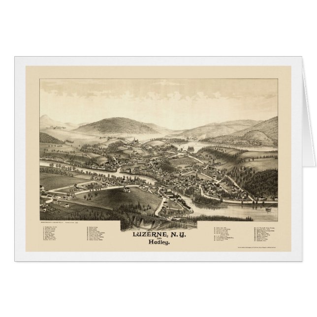 Luzerne u. Hadley, NY panoramische Karte - 1887 (Vorderseite (Horizontal))