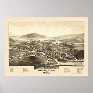 Luzerne u. Hadley, NY panoramische Karte - 1887 Poster