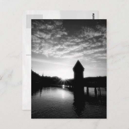 Luzerner Kapellbrücke Sonnenaufgang Postkarte (Vorne/Hinten)