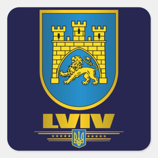 Lviv COA Quadratischer Aufkleber (Vorderseite)
