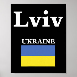 Lviv Ukraine und die ukrainische Flagge der Ukrain Poster