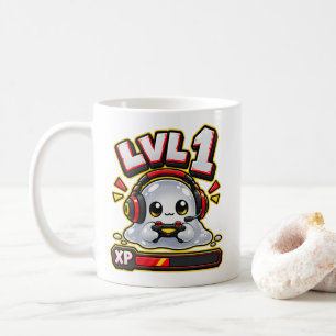 LVL 1 Slime-Gamer Süßer Gaming-Noob XP-Level-Up-Vi Kaffeetasse
